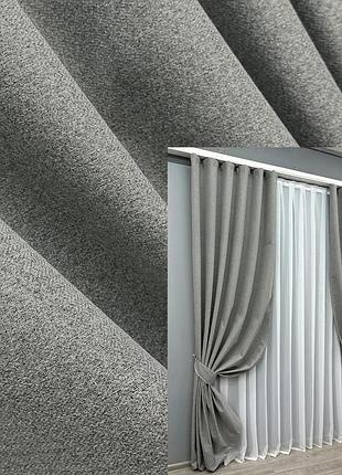 Комплект штор vr-textil льон блекаут 2 шт 150x270 см сірий (1821ш)