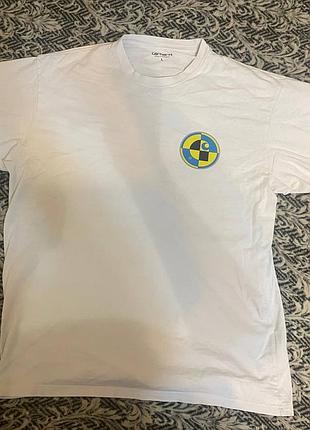 Футболка чоловіча carhartt wip s/s test t-shirt loose біла розмір l
