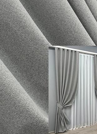 Комплект штор vr-textil льон блекаут 2 шт 150x270 см сірий (1822ш)