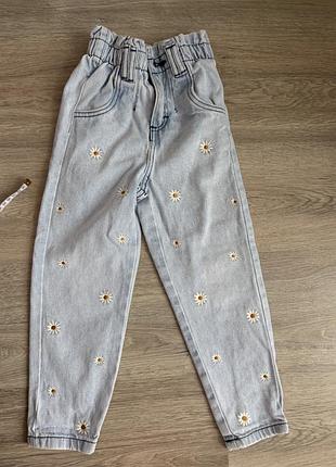 Джинси для дівчинки reserved блакитні з вишивкою 68 см