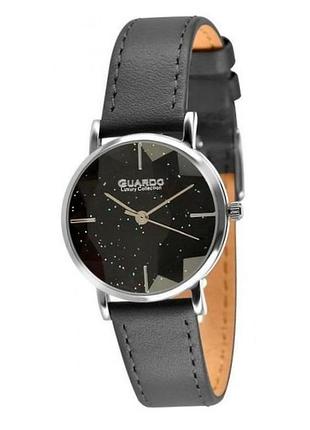 Женские часы guardo luxury collection s02159-1 стальной корпус чёрный кожаный ремешок чёрный циферблат