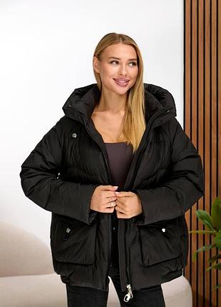 Молодіжна зимова куртка чорна р. s-xxl