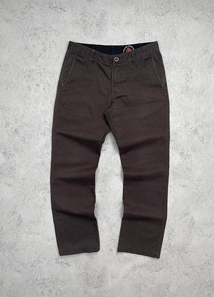 1383 / темно коричневі штани volcom stone, шоколадні, темні, волком стон, оригінал, з принтом