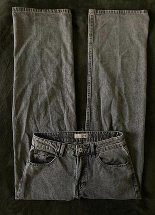 Сірі беггі широкі штани xs s m denim sinsay