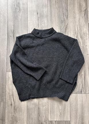 Свитер h&m оверсайз серый женский