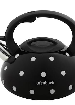 Чайник наплитный для газовой плитычайник со свистком 2.5л ofenbach чайник в горошек черный