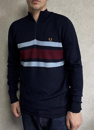 Светр чоловічий 1/3 zip fred perry x bradley wiggins, 100% шерсть мериноса, розмір l ідеал кофта джемпер