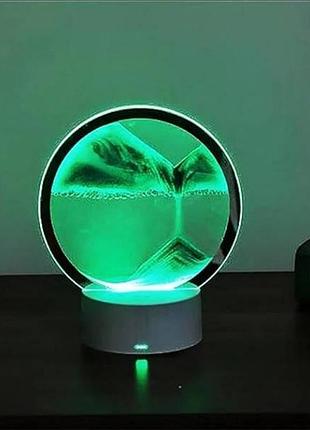 Лампа настільна пісочні гори 3d rgb нічник з usb зелений пісок