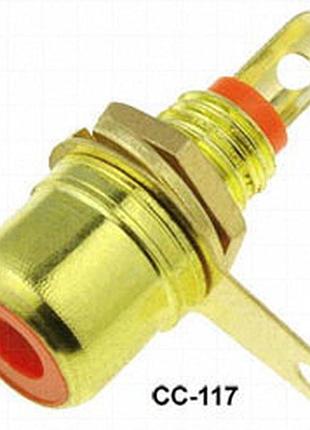 Гніздо на панель rca cc-117 gold червоне (уп. 2 шт.)
