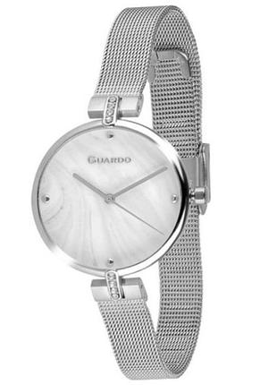 Женские часы guardo premium 012662-3 стальной корпус браслет миланского плетения перламутровый циферблат