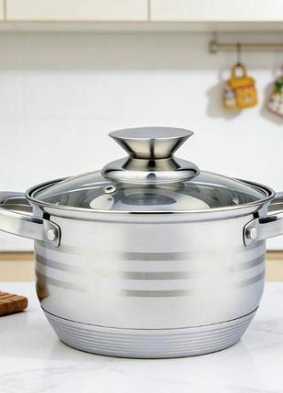 Каструля unique un-5009 9,0л із нержавіючої сталі з кришкою сіра