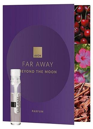 Листівка з пробним зразком духів far away beyond the moon avon