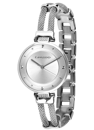 Женские часы guardo premium t01061-2 стальной корпус плетёный браслет светлый циферблат