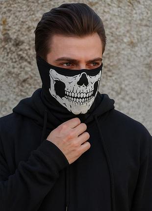 Зимний мальчишник термо бафф without creator с принтом череп black