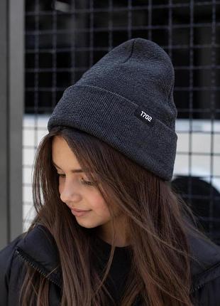 Дитяча демісезонна шапка для дівчинки without label dark gray