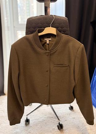 Вкорочений жакет h&m, оливкового кольору