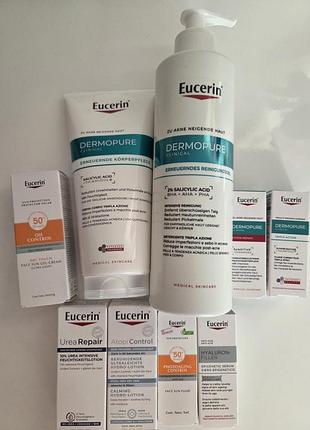 Набор eucerin dermopure clinical очищающий гель для коррекции проблемной кожи лица и тела и крем для тела от акне dermopure clinical