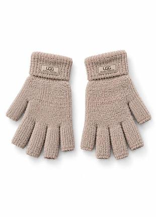 Дитячі теплі зимові міхові перчатки рукавиці без пальців without ugc beige