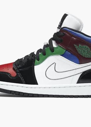Кросівки унісекс jordan 1 mid se black white multi-color