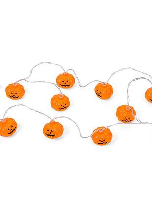 Декоративная гирлянда тыква halloween mk 5758 на батарейках, 160 см, тыквы 10 шт (4,5см)