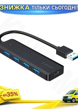 Ku хаб usb gembird universal fit 4 порта usb 3.1 черный для компьютера дополнительное питание type-c п uni2l_k