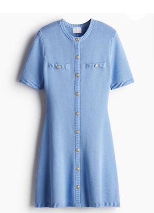 Коротка жіноча в'язана сукня h&m блакитного кольору, розмір xs-s