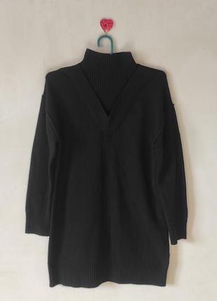 Черное вязаное платье-свитер river island (размер m / eur 38)