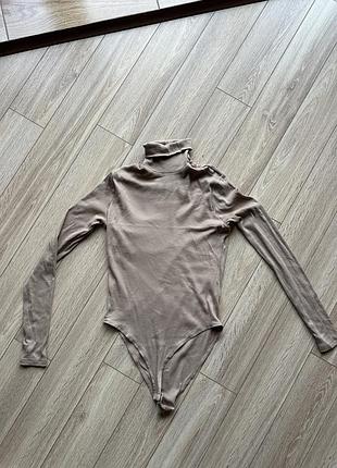 Жіноче боді-гольф з довгим рукавом, бежеве h&m