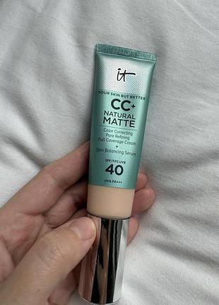 Тональний крем it cosmetics cc+ natural matte color correcting pore refining full coverage cream