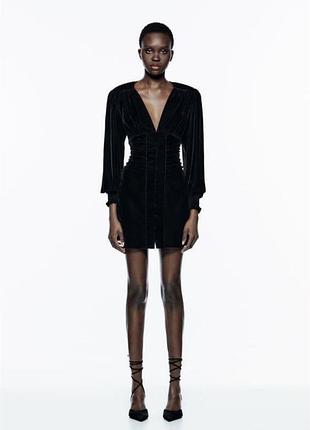 Оксамитова сукня міні zara «the alessa dress» чорна (розмір s)