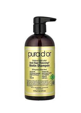 Шампунь із біотином, anti-hair thinning biotin shampoo, pura d'or, проти випадання волосся, 473 мл