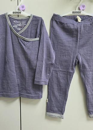 Merino kids детская термо пижама костюм реглан и штаны девочке мальчику 2-3 г 92-98 см 100% шерсть мериноса