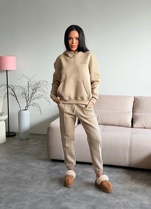 Бежевий теплий костюм худі та штани loro piana