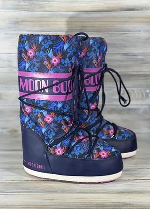 Moon boot purple blue floral оригинальные сапоги