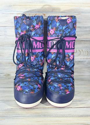 Moon boot purple blue floral оригинальные сапоги 3