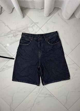 Стильні темно-сині джинсові шорти pull&bear baggy loose (розмір 40/31)