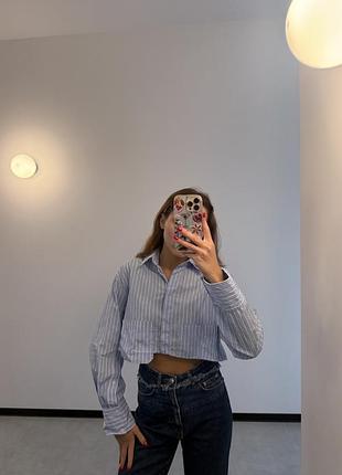 Жіноча сорочка zara блакитна в смужку