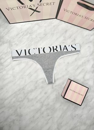 Бавовняні трусики-стрінги з логотипом exploded logo. victoria's secret. оригінал 🇺🇸