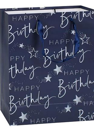 Пакет подарунковий happy birthday mk 5947-m(blue) розмір 32х25х11 см