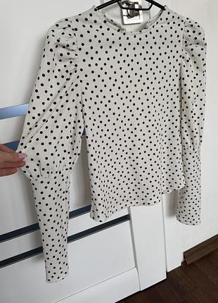 Кофта для дівчинки zara біла в горох на 11-12 років, ріст 152 см