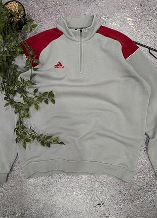 Олімпійка чоловіча adidas 1/3 zip сіра з червоним