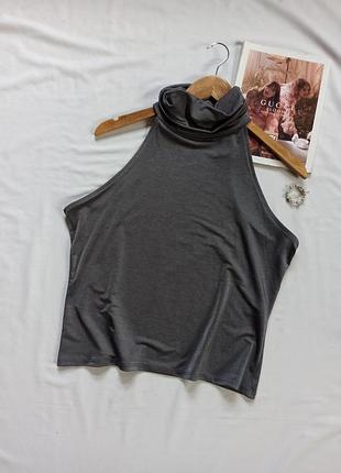 Сірий легенький топ холтер/з високою горловиною/американка розмір xl new look