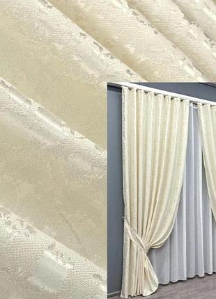 Штори з тканини льон мармур (2 шт. 150х280см), royal textile. колір молочний 1, 2.8