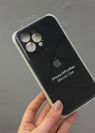 Чохол-накладка з закритою камерою для айфон 14 pro max, чохол silicone case з мікрофіброю для iphone 14 pro max (чорний)