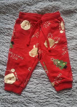 Новогодние детские брюки / джоггеры so cute (74 см, 6-9 мес)