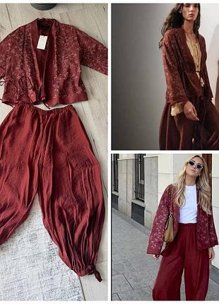 Продам набір в кольорі бургунді кімоно і брючки алладіни від zara