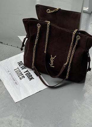 Сумка saint laurent jamie in suede шоколад есть