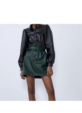Темно-зелена спідниця zara