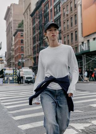 Жіночий лонгслів футболка з довгими рукавами 100% бавовна zara розмір м
