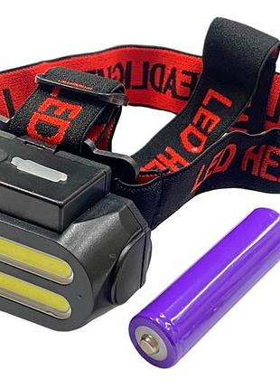 Ліхтар налобний bl 1led x 2cob x li-ion (152-bl611-avm128)
